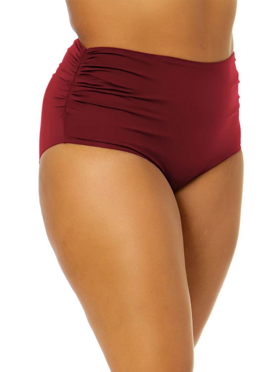 Swim Forever Yours Lingerie | Anne Cole Shirred Hi-Low Plus Swim Bottom