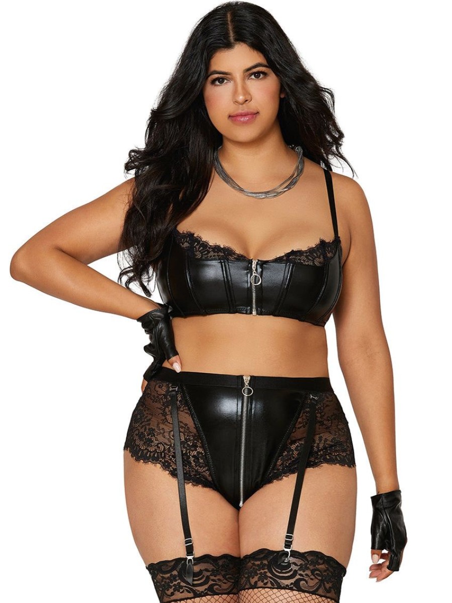 Plus Size Lingerie Forever Yours Lingerie | Dreamgirl Faux Leather Set