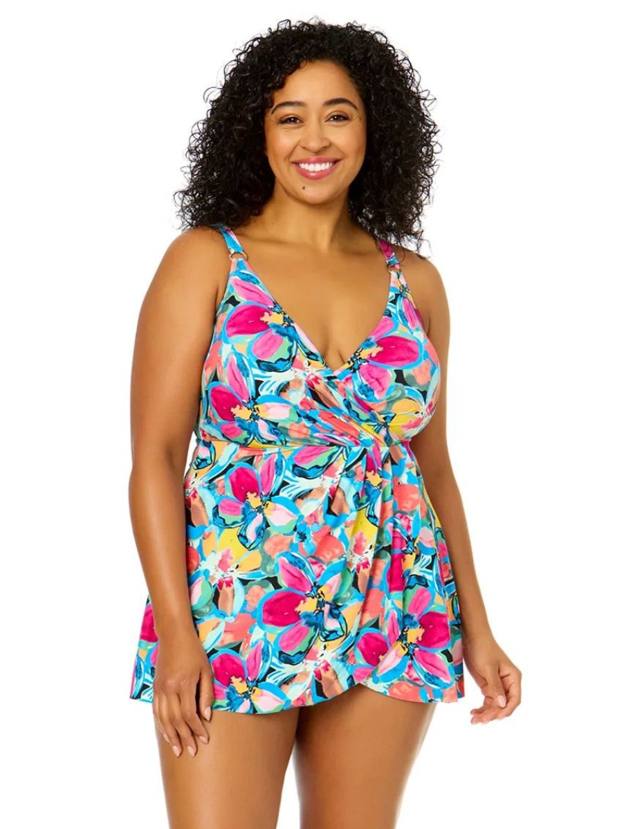 Swim Forever Yours Lingerie Swimdress | Anne Cole Surplice Plus Swim Dress