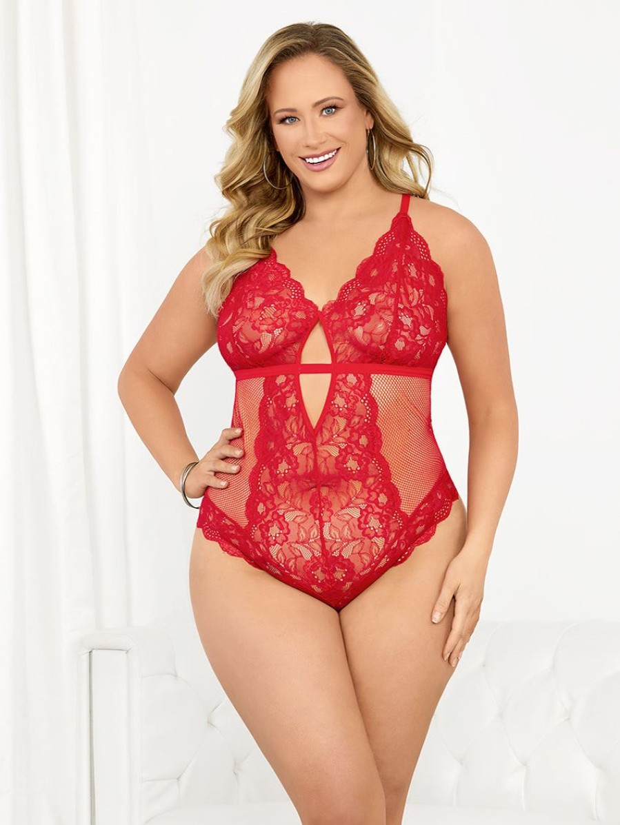 Plus Size Lingerie Forever Yours Lingerie | Escante Fishnet & Lace Teddy