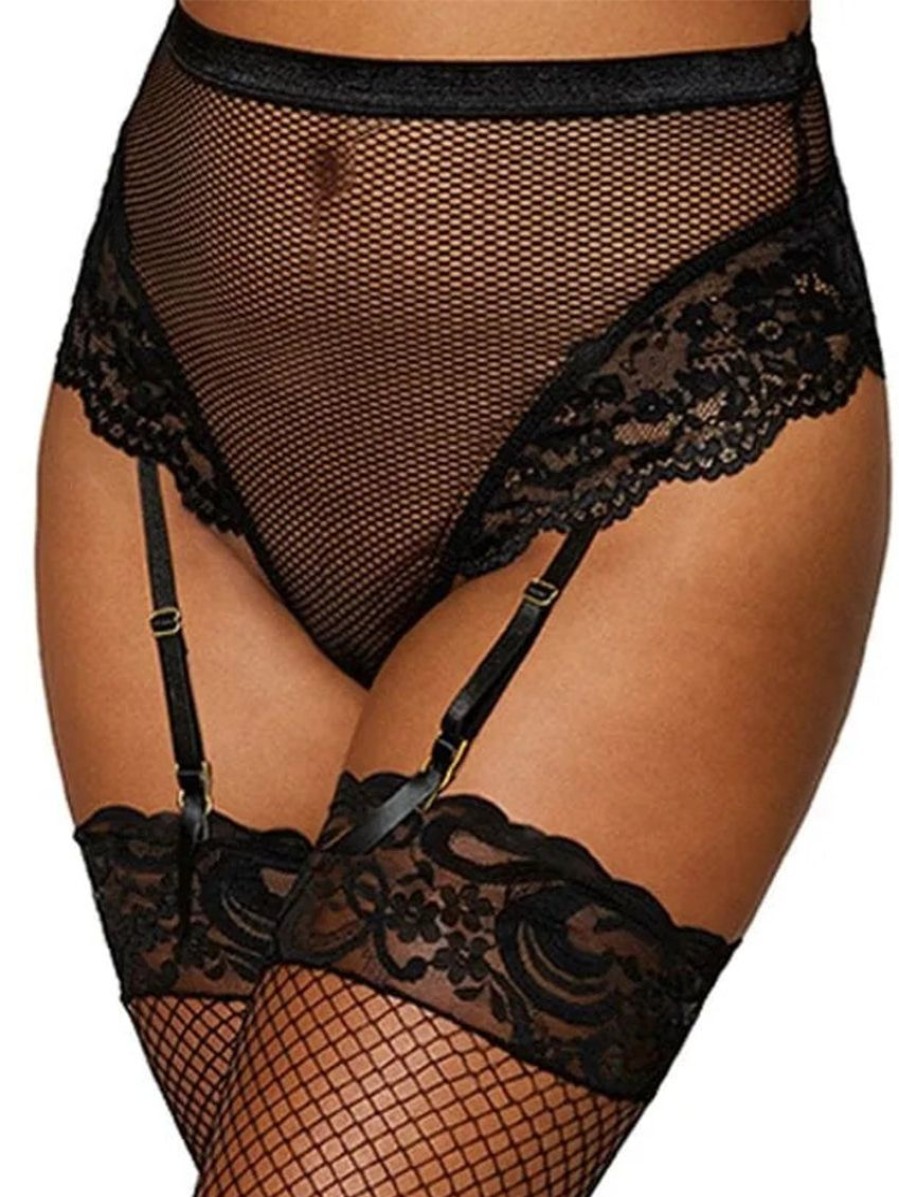 Sexy Panties Forever Yours Lingerie | Dreamgirl High Waist Mesh Garter Thong