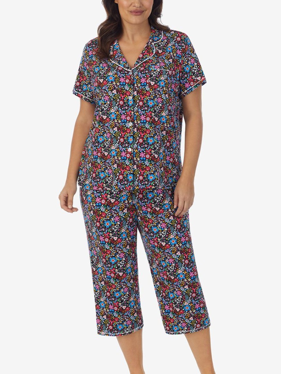 Sleep Forever Yours Lingerie | Cuddl Duds Short Sleeve And Notch Collar Pj Set